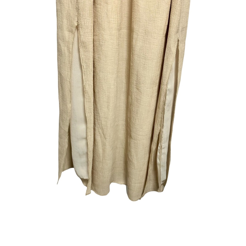 Nanushka Lily Sand Pleat Voile Belted Sleeveless Maxi Dress Beige Medium NWT - Picture 10 of 15